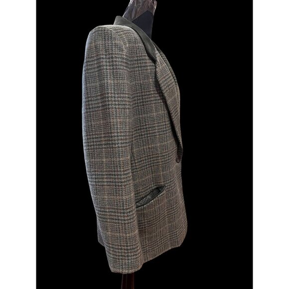 David N Vintage Glen Plaid Blazer Men Velvet Collar scandinavian estate tweed - Picture 4 of 10